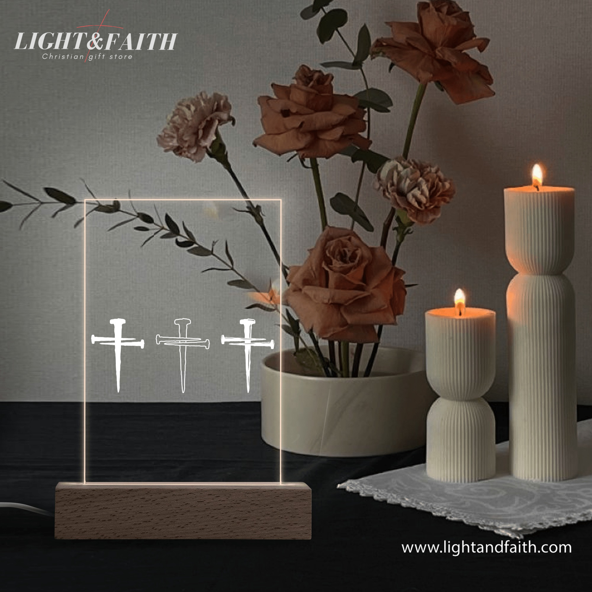 Christian Cross LED Light, Christian Bible Verse Lamp, Inspirational Acrylic Night Light, Religious Home Decor, Faith Gift for Believers. NLLAF22